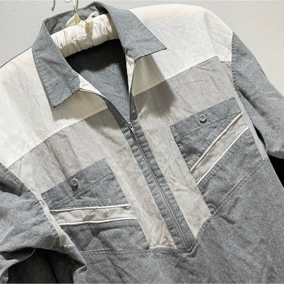 KING SIZE BRAND Men’s Big & Tall LS Gray White 1/2 Zip Pullover Shirt Jacket XLT - Picture 2 of 6